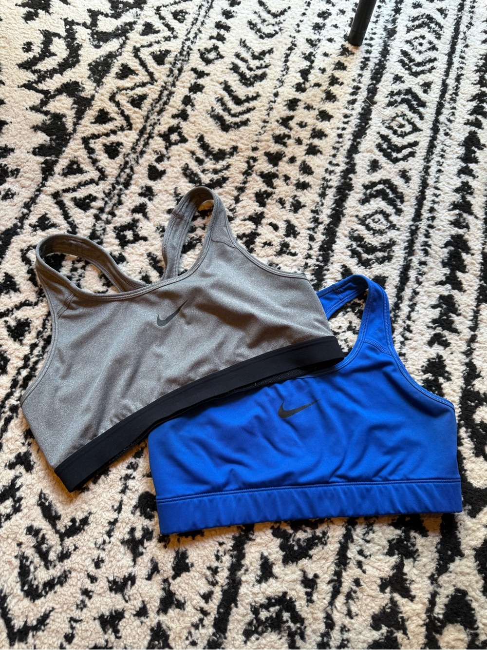 Nike Two-Pack Sports Bras in Gray and Royal Blue